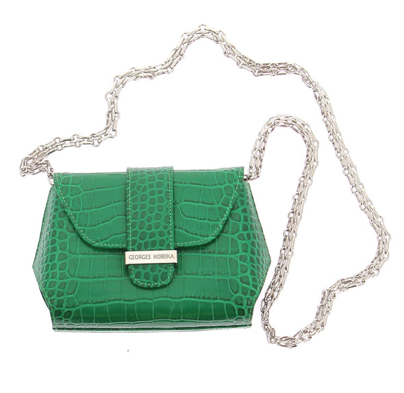 Sac à main vert imprimé crocodile