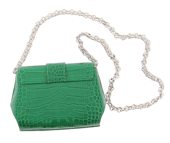 Sac à main vert imprimé crocodile