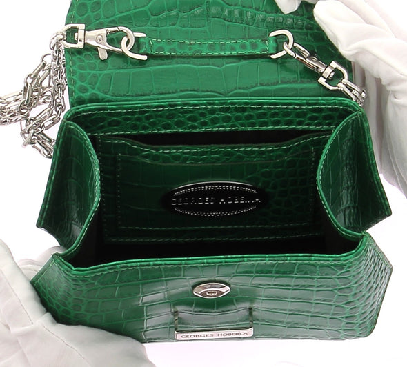 Sac à main vert imprimé crocodile