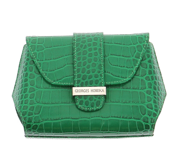 Sac à main vert imprimé crocodile