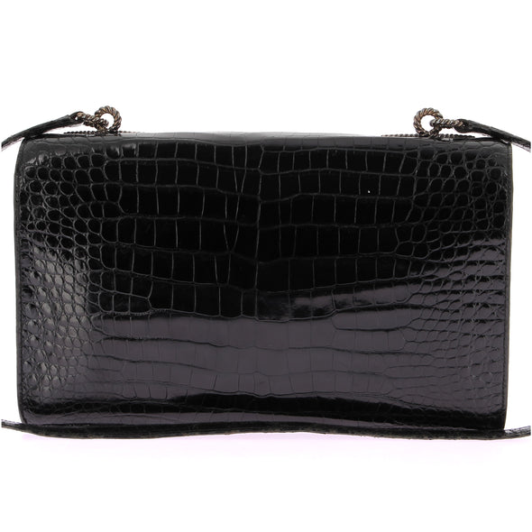 Sac "Cordelière" en crocodile noir