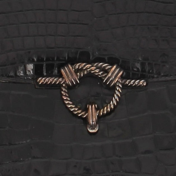 Sac "Cordelière" en crocodile noir