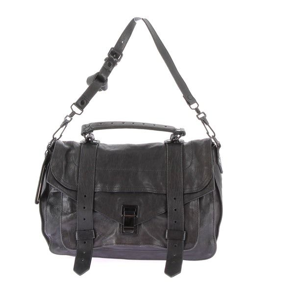 Sac cartable en cuir noir