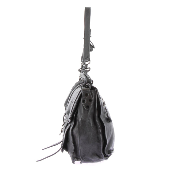 Sac cartable en cuir noir