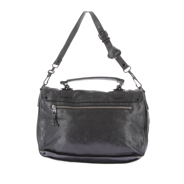 Sac cartable en cuir noir