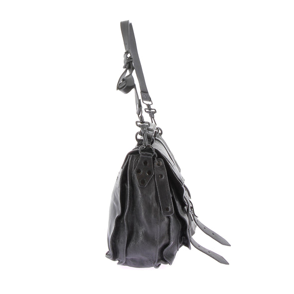 Sac cartable en cuir noir