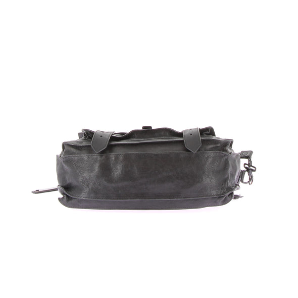 Sac cartable en cuir noir