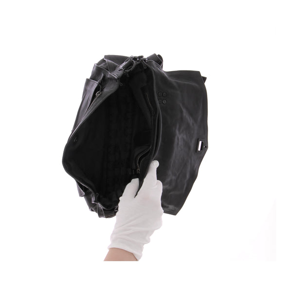 Sac cartable en cuir noir