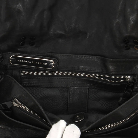 Sac cartable en cuir noir