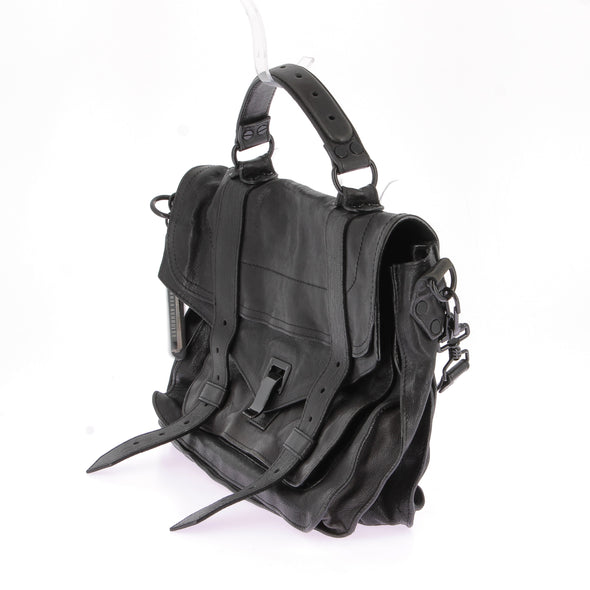 Sac cartable en cuir noir
