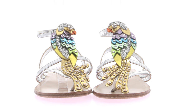 Sandales irisées avec perroquets