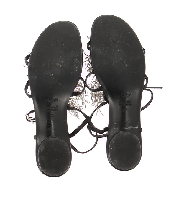 Sandales noires avec perles