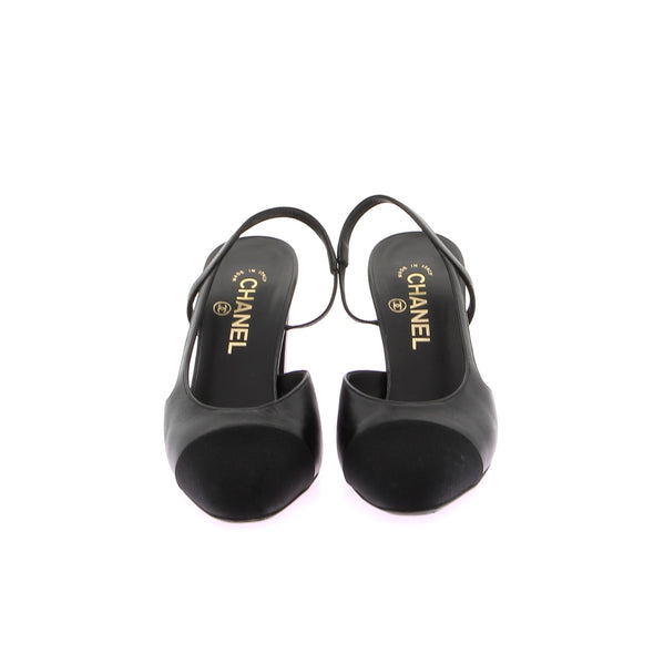 Slingbacks en cuir noir