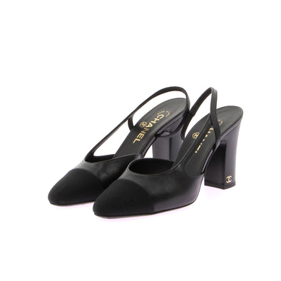 Slingbacks en cuir noir