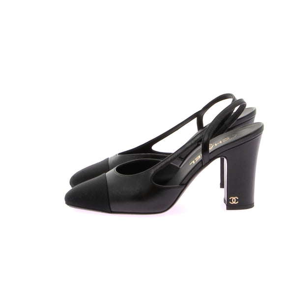 Slingbacks en cuir noir