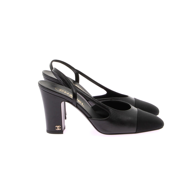 Slingbacks en cuir noir