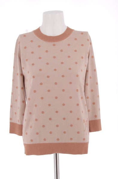 Pull beige à pois en soie