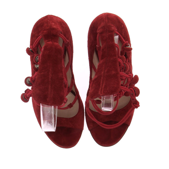 Sandales en daim rouge