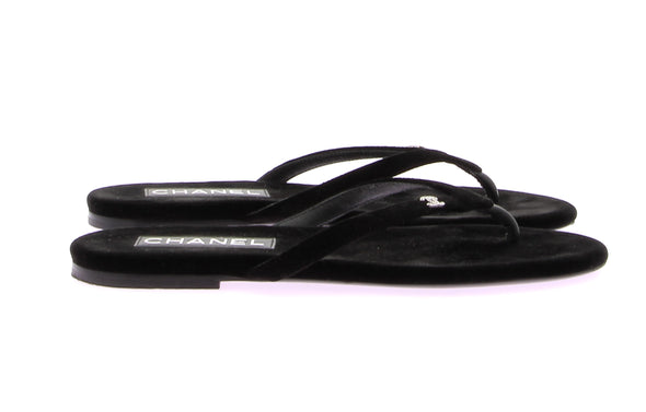 Tongs en velours noir