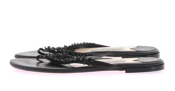 Tongs avec perles noires