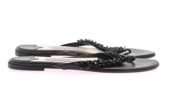 Tongs avec perles noires