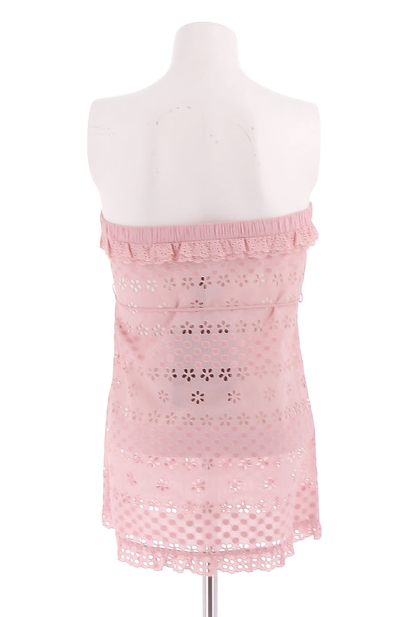 Top bustier rose en dentelle