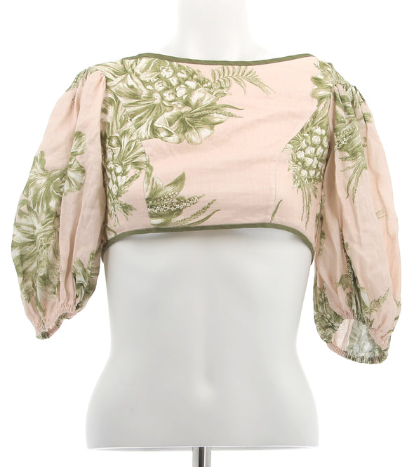 Blouse courte à imprimé floral