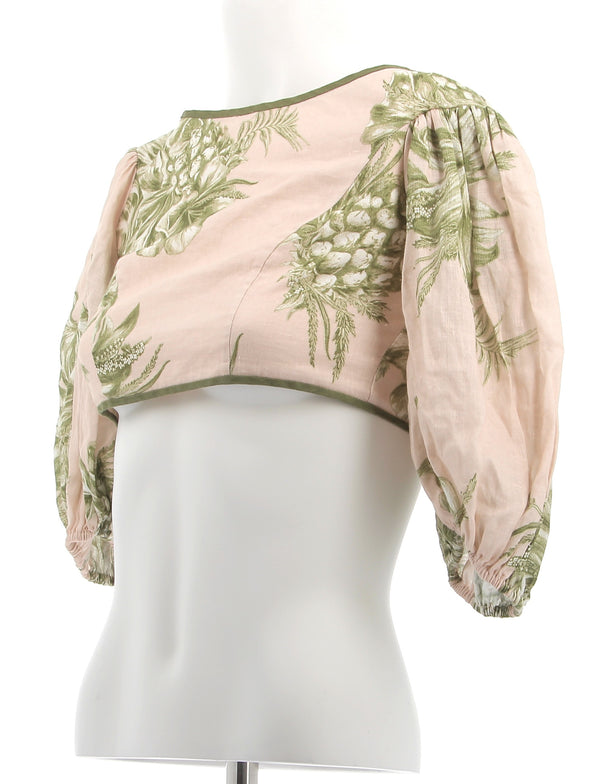 Blouse courte à imprimé floral