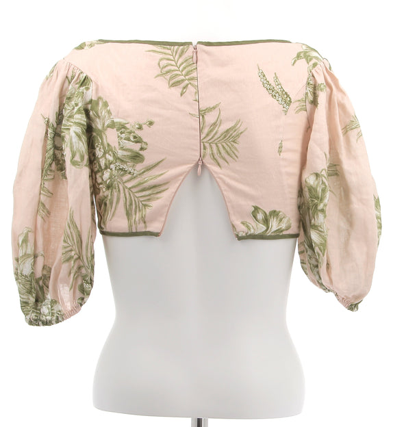 Blouse courte à imprimé floral