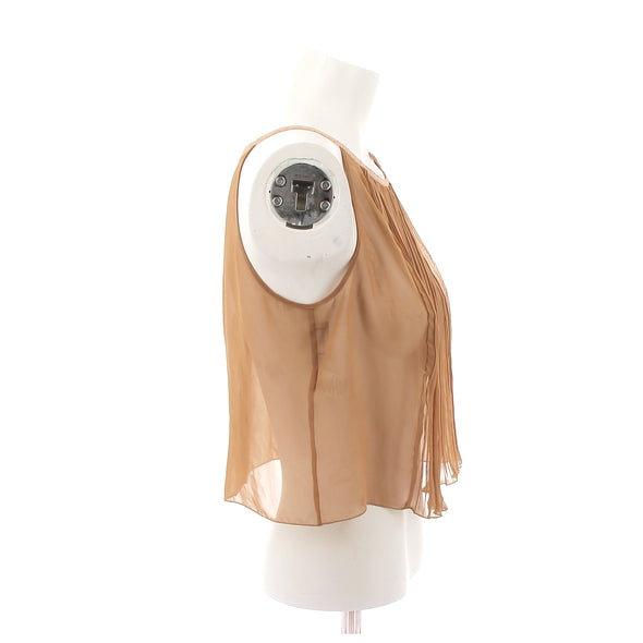 Top en mousseline marron