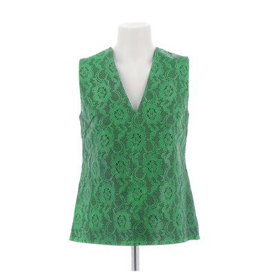 Top en cuir perforé florale vert