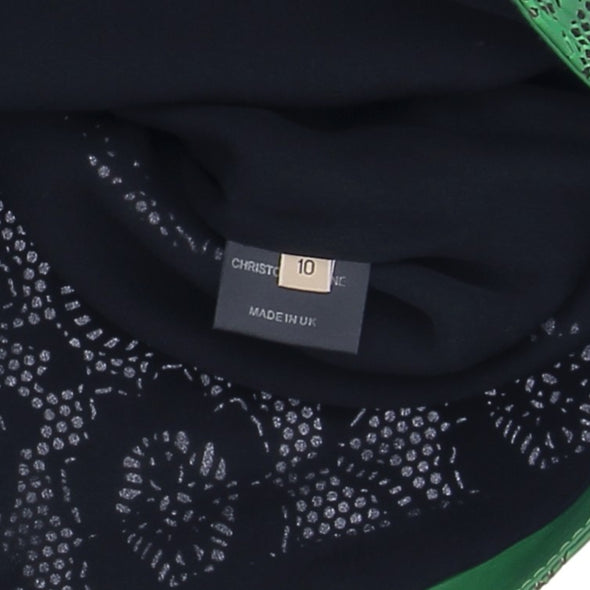 Top en cuir perforé florale vert