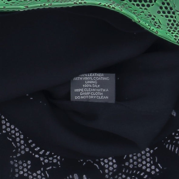 Top en cuir perforé florale vert