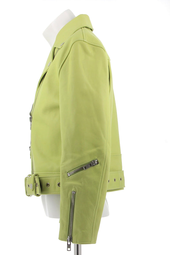 Veste en cuir jaune