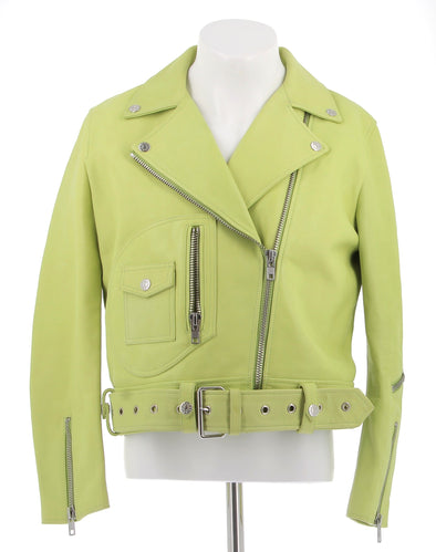 Veste en cuir jaune