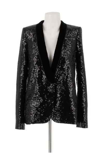 Veste de tailleur noire à sequins