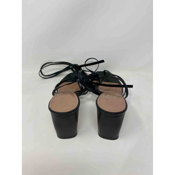 Sandales "ficelle" en cuir noir