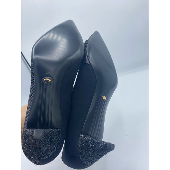 Chaussures à talons à paillettes noires