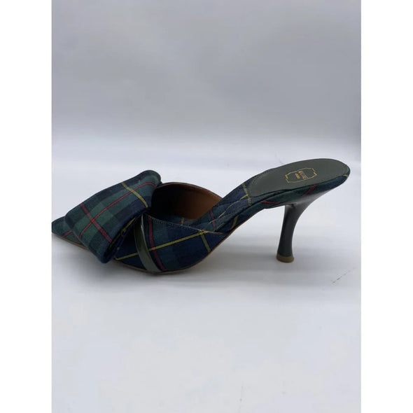 Mules en toile imprimé tartan