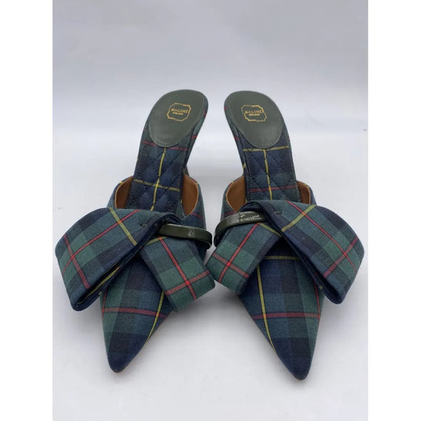 Mules en toile imprimé tartan