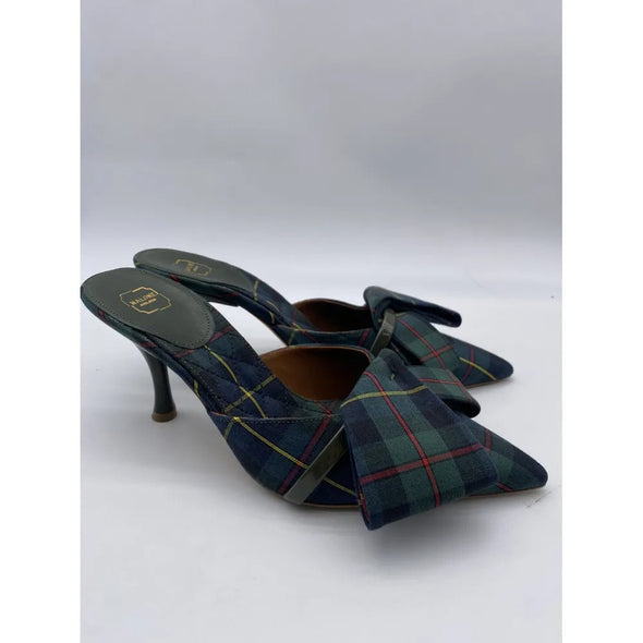 Mules en toile imprimé tartan