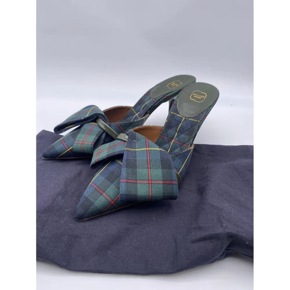 Mules en toile imprimé tartan