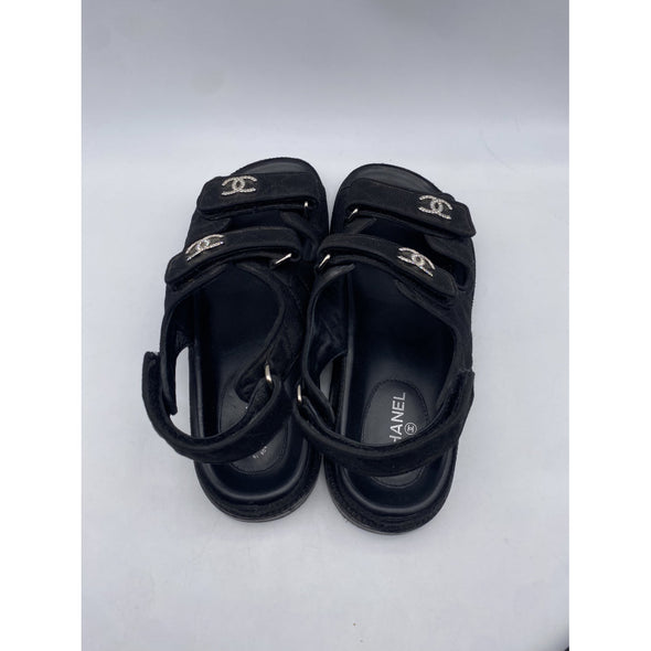 Dad Sandales en toile noire et CC strass