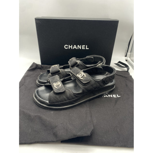 Dad Sandales en toile noire et CC strass