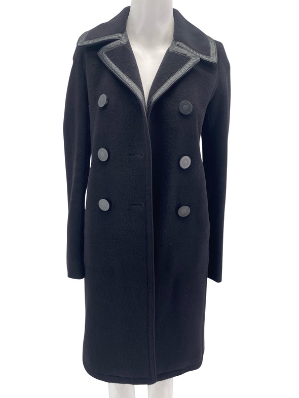 Manteau noir long bi-matière