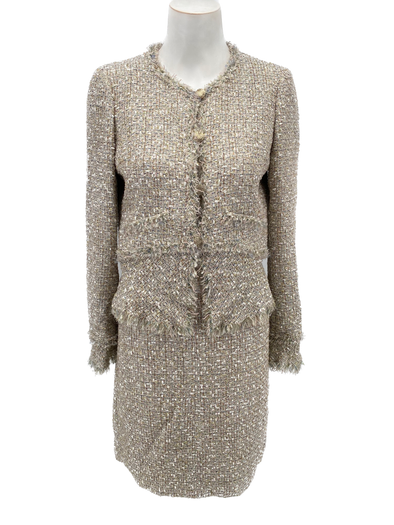 Tailleur en tweed beige