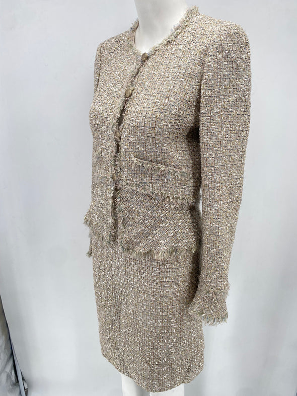 Tailleur en tweed beige