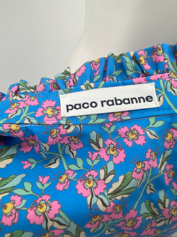 Blouse courte fleurie en coton - Paco Rabanne