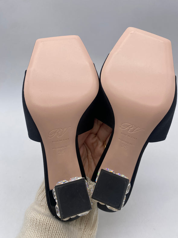 Mules Cube Strass heel en Satin