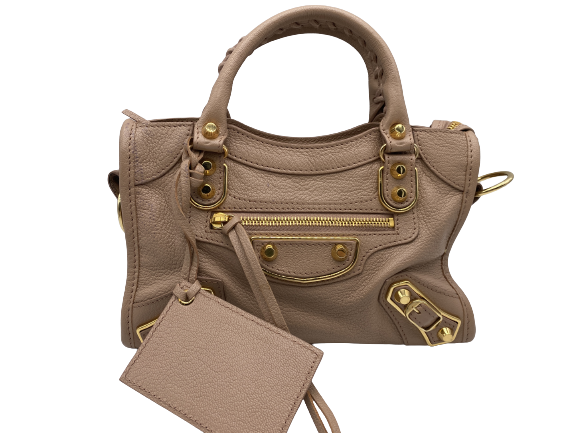 Mini sac city en cuir nude